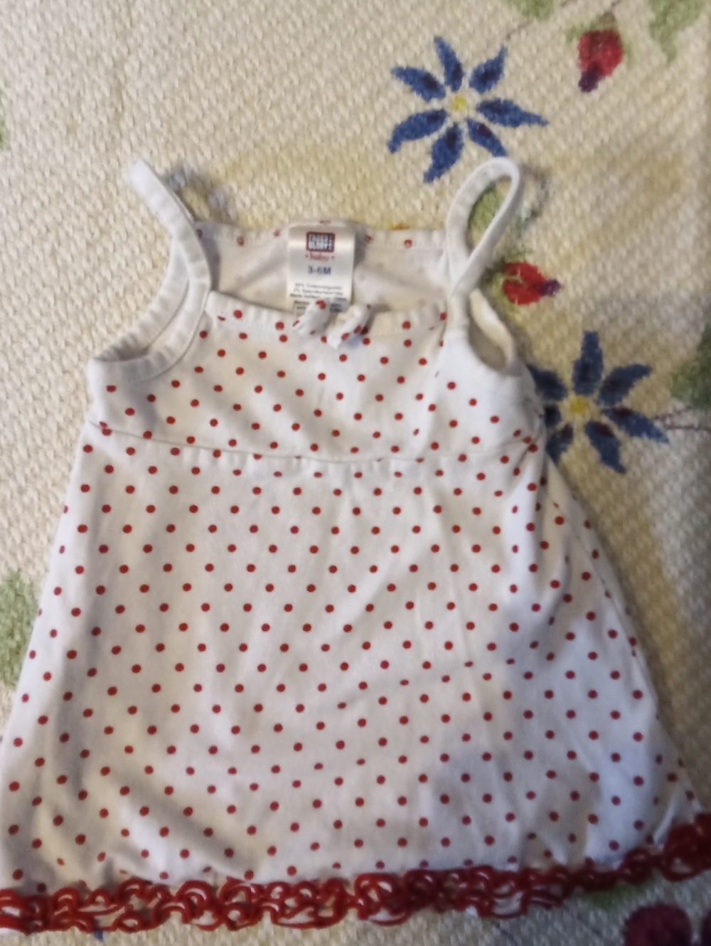 Faded Glory White Tank Top with Red Polka Dots